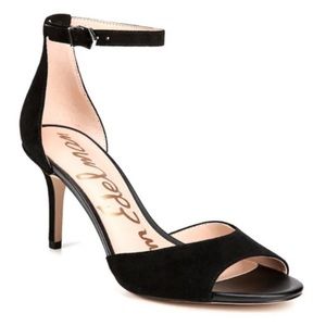Sam Eldelmon Porchia Black Suede Strappy Heels
